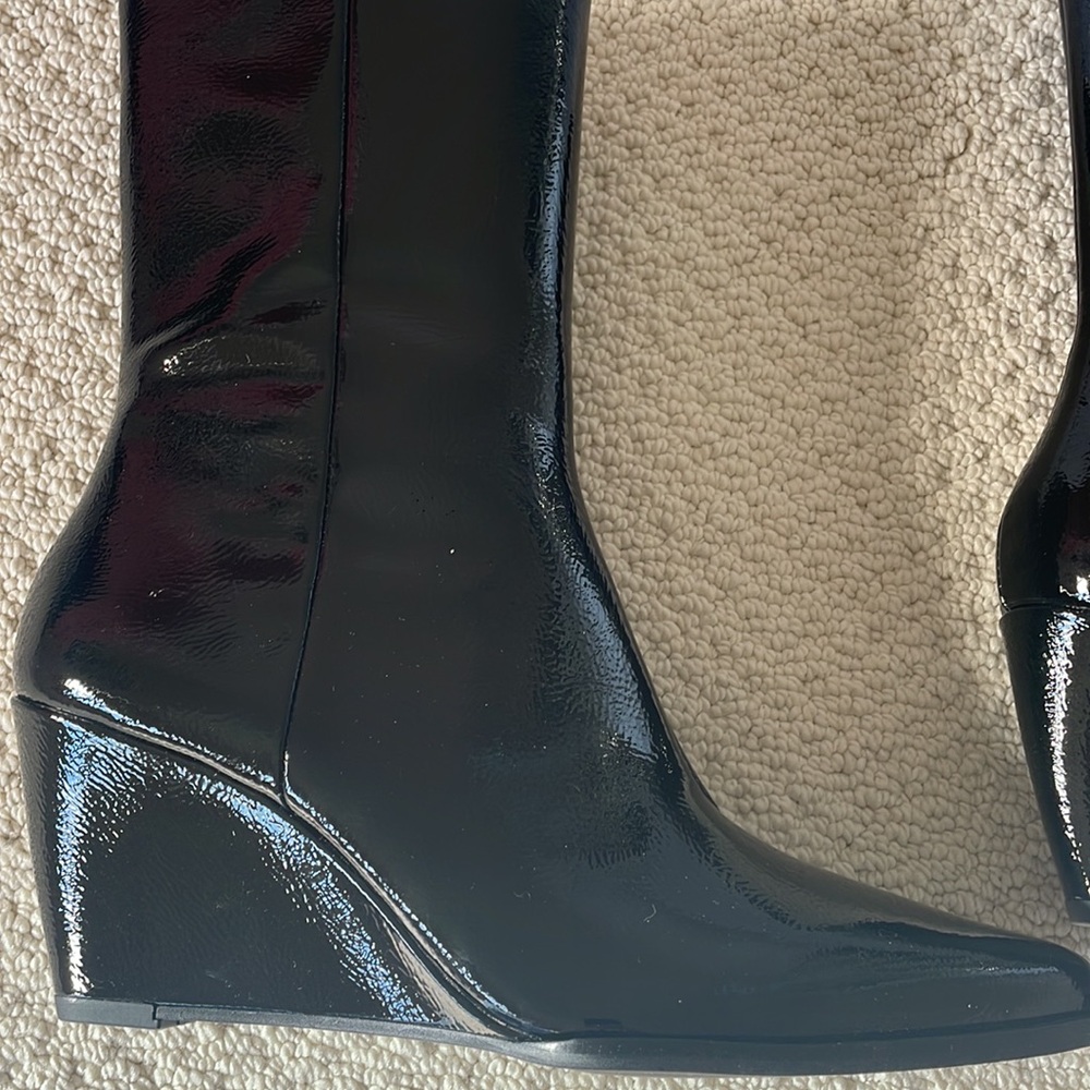 NWT Tuckernuck Black Leather Wedge Boots Size 7 - Picture 7 of 11